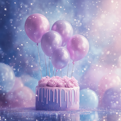 紫色生日背景闪耀嘉年华