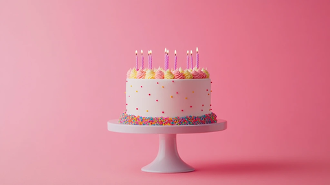 生日蛋糕纯色背景展示