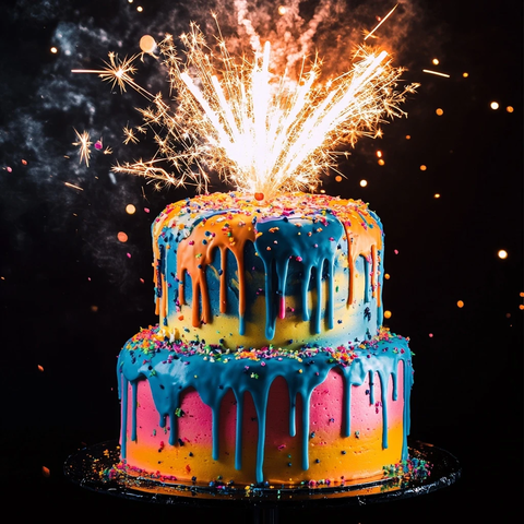 两层蛋糕装饰彩色糖霜