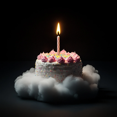 生日蛋糕漂浮云端