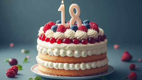 三层生日蛋糕奶油水果蜡烛