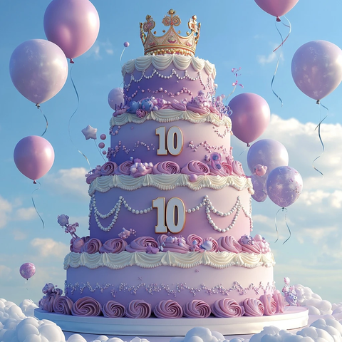十层蛋糕十周年生日梦幻设计