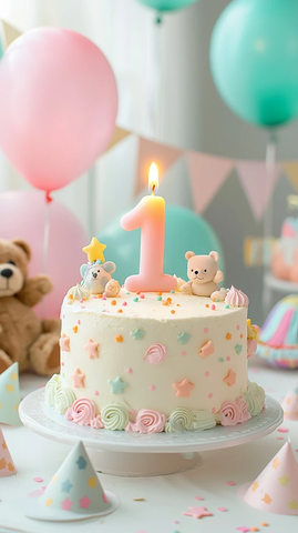 生日蛋糕与气球装饰派对