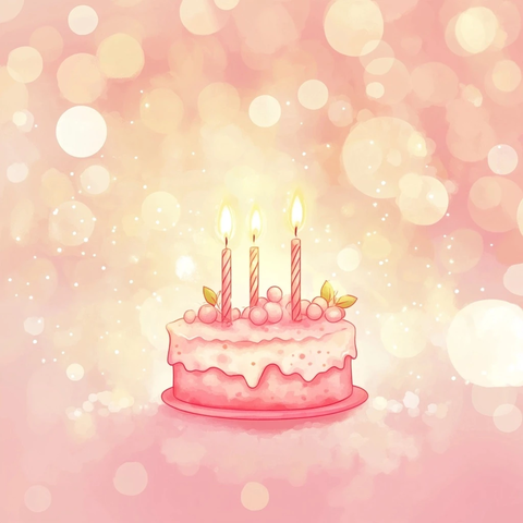 粉色水彩波点蛋糕蜡烛