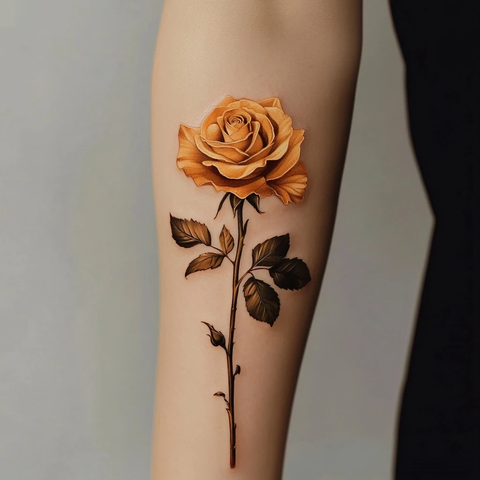 玫瑰纹身高对比柔和阴影