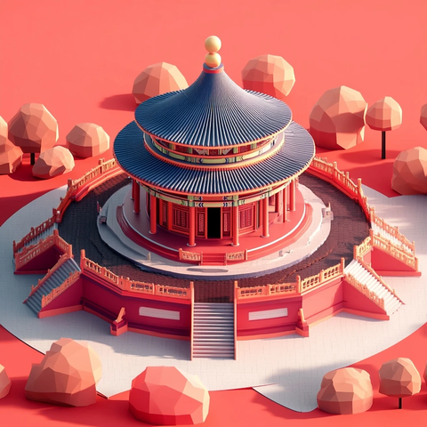天坛建筑三维渲染图