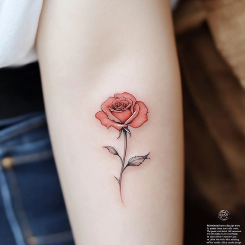 小红玫瑰简约线条设计