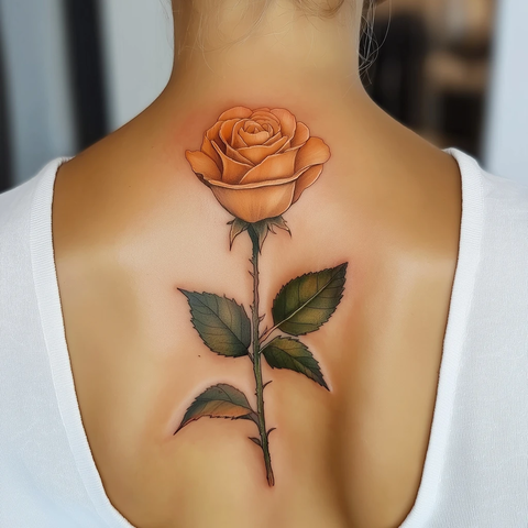 桃色玫瑰花蕾纹身设计