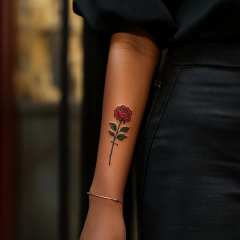 黑人女性手腕玫瑰纹身