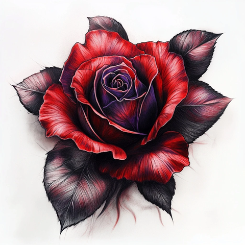 枯萎玫瑰铅笔画纹身设计