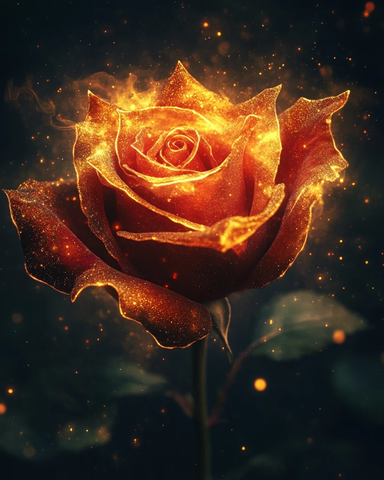 红金玫瑰复古插画