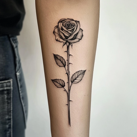 黑色玫瑰长茎图案