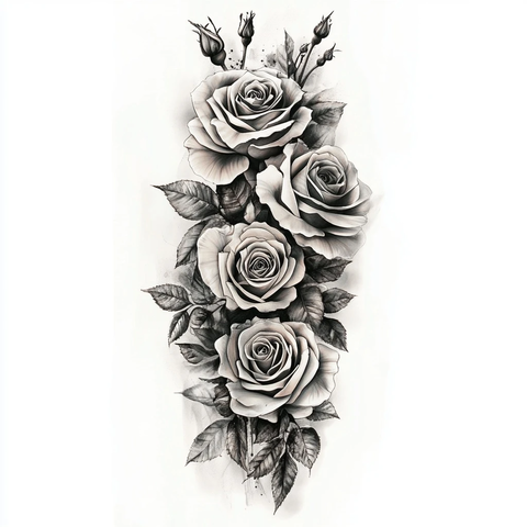 全臂玫瑰纹身图案设计