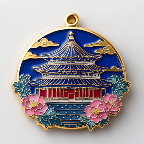 天坛建筑徽章饰以花朵和云朵图案