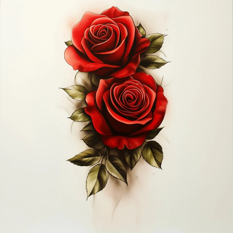 红玫瑰纹身设计