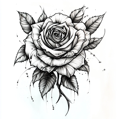 经典玫瑰纹身设计