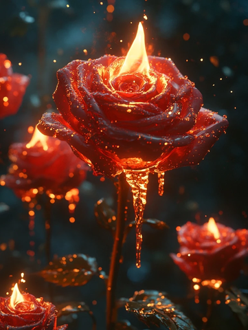 蜡烛玫瑰火焰滴蜡古屋