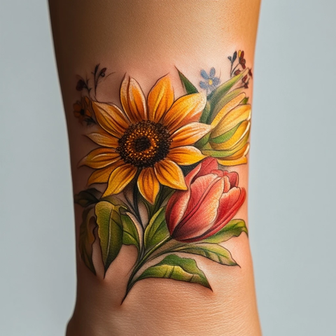 手腕花朵纹身图案设计