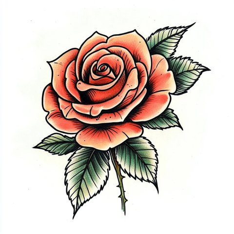 玫瑰黑白线描彩绘