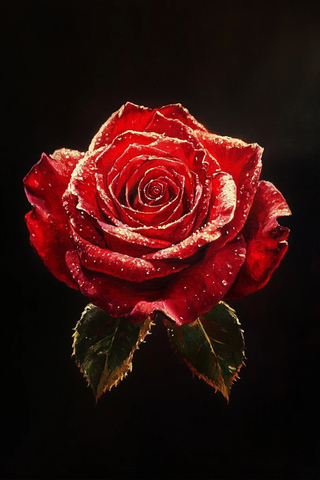 深红玫瑰头发装饰画