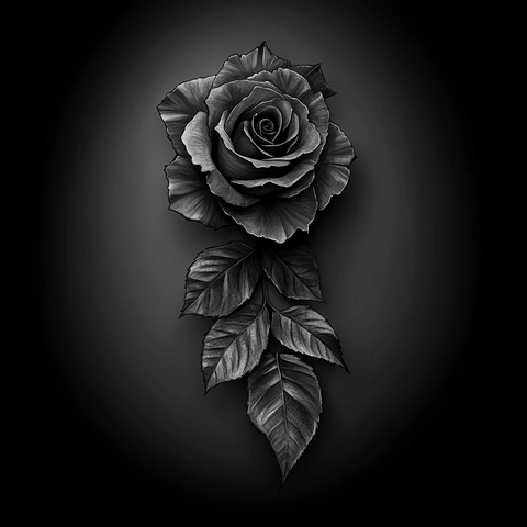 玫瑰单色写实纹身图