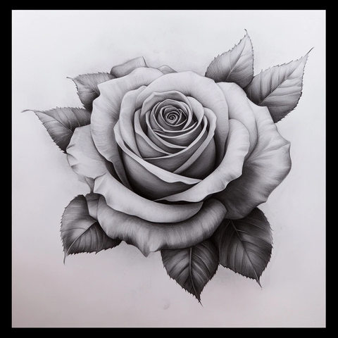 黑色玫瑰与灰色叶片环绕