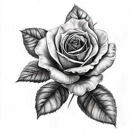 黑灰写实玫瑰纹身参考