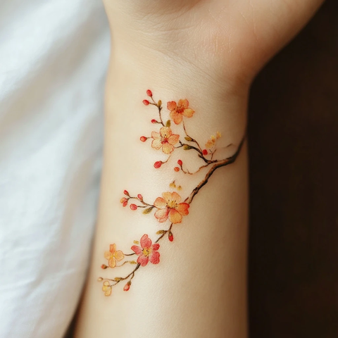 梅花开在绘画中