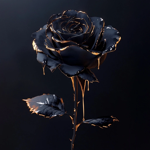 黑玫瑰金色点缀奢华花卉