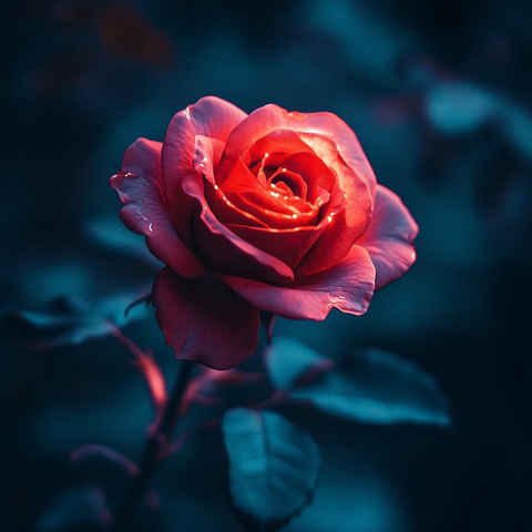 红色发光玫瑰无刺植物