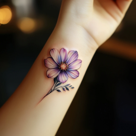 腕部纹身宇宙花设计