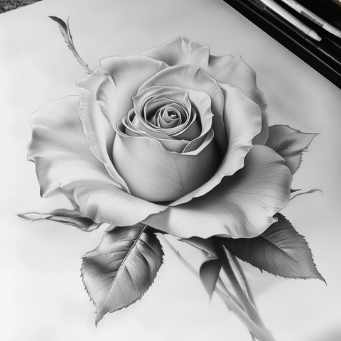 黑白柔光玫瑰花设计