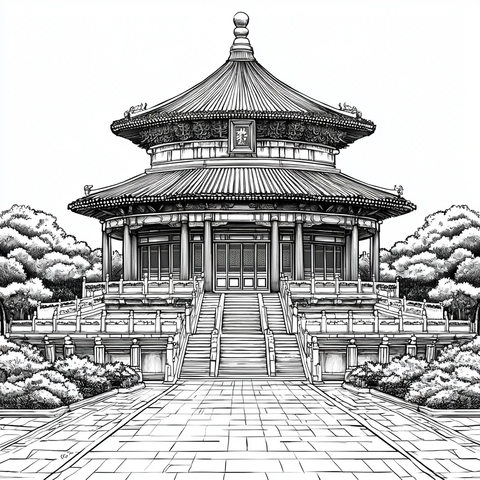 传统中式建筑天坛祈年殿全景