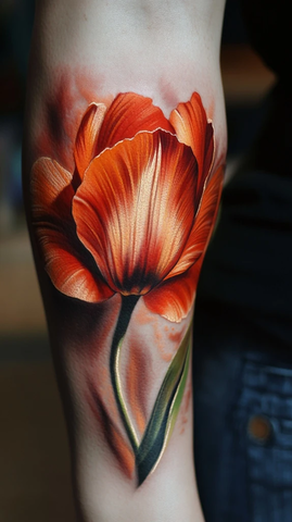 女性花纹身全臂设计