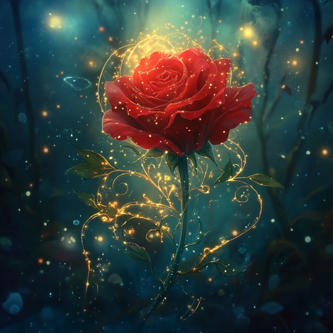 魔法玫瑰藤蔓发光森林