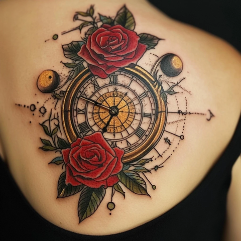 玫瑰月亮钟表图案