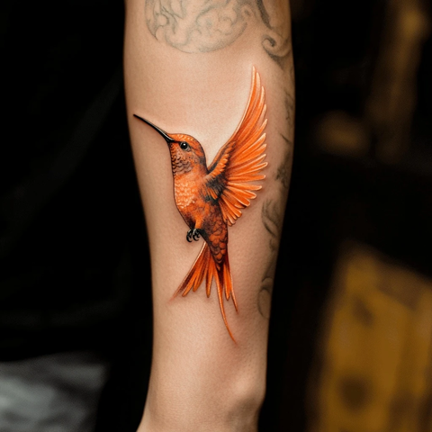 凤凰身躯蜂鸟飞翔