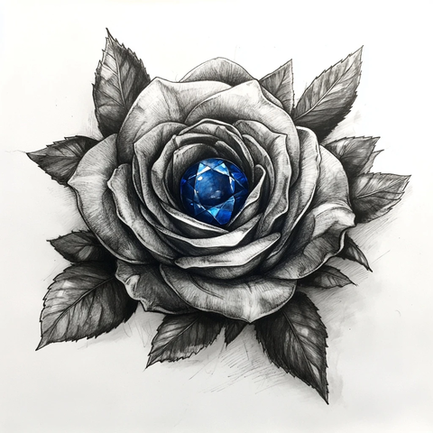 黑灰玫瑰镶嵌蓝宝石
