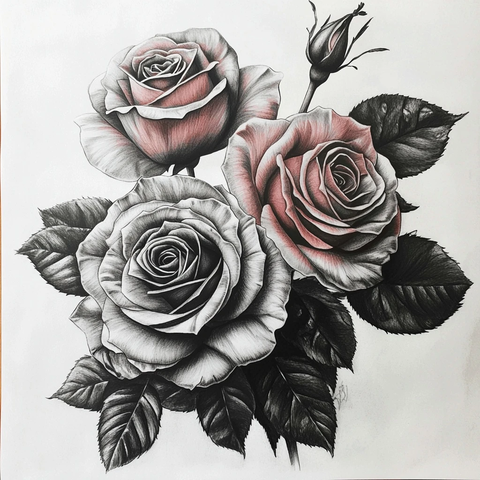 玫瑰纹身细节摄影