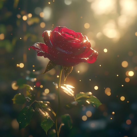 红玫瑰温暖光芒