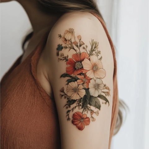 花束与纹身设计展示