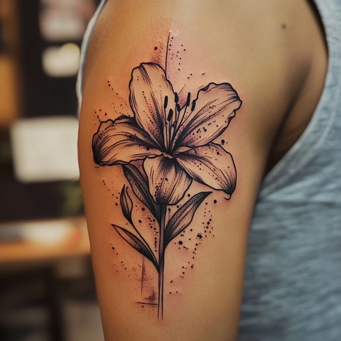 非洲百合纹身水彩素描