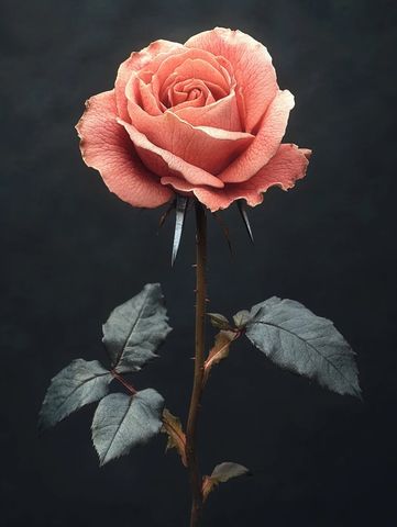 玫瑰刀刃黑背景特写