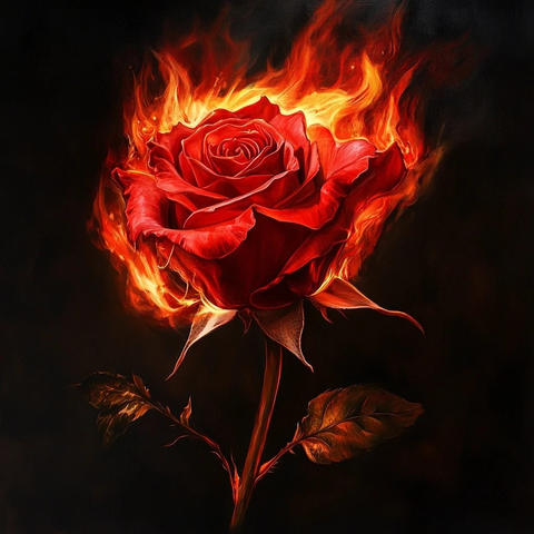 燃烧的红玫瑰火焰