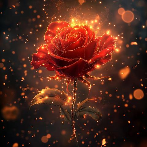 光芒中绽放的玫瑰与十字架