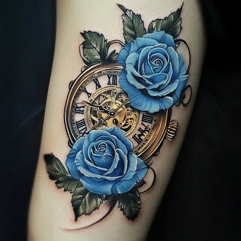 蓝色玫瑰与怀表