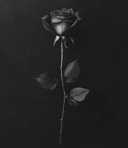 黑玫瑰纹身细节特写