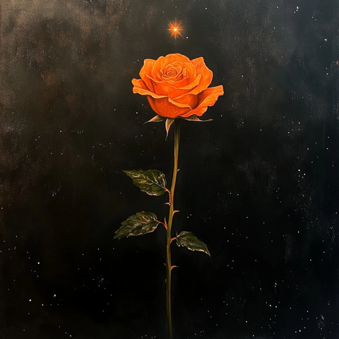 暗背景单支橙玫瑰
