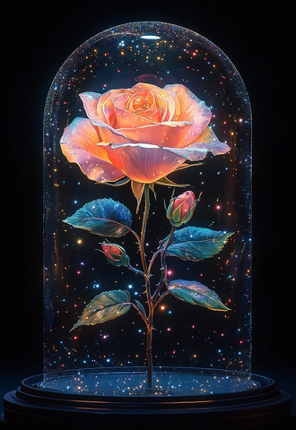 玫瑰花玻璃罩卡通画