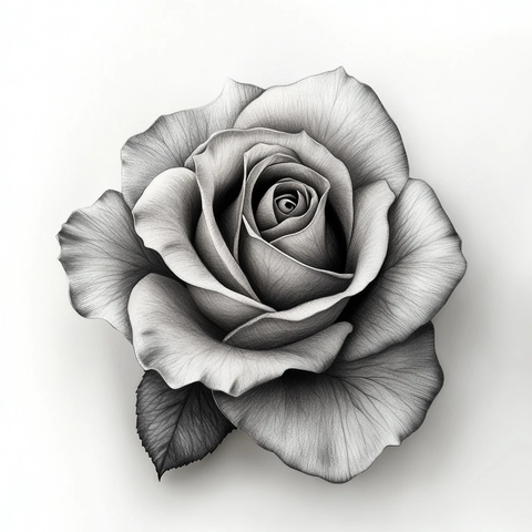 单朵玫瑰纹身设计